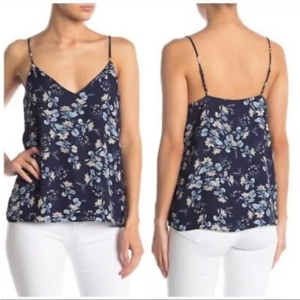 SOCIALITE Women’s V-Neck Chiffon Lined Camisole Navy Floral Size Medium - Picture 2 of 10